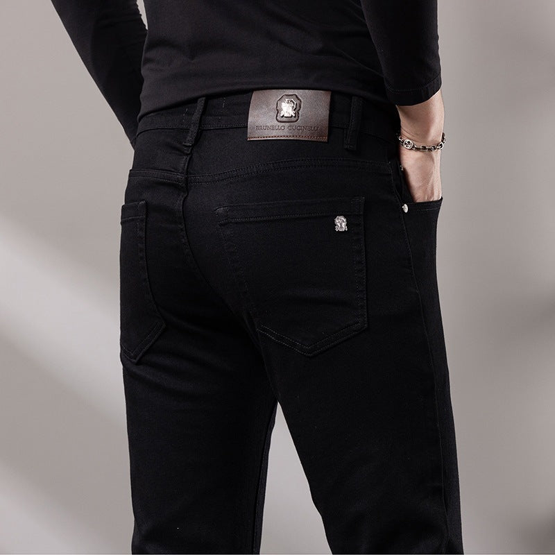 New 2026 Autumn Korean Style Men's Jeans, Silk Cotton Long Pants, Straight-Leg Pants, Fashionable Urban Mid-Waist Casual Wear