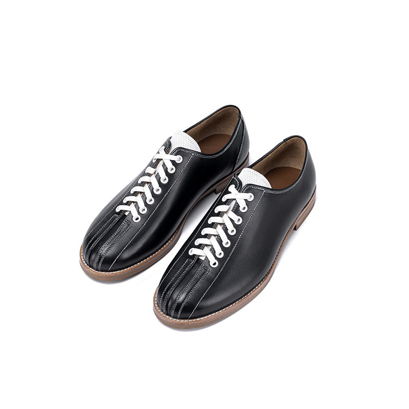British American first layer cowhide panda color casual shoes comfortable board shoes suit vintage bowling shoes men's shoes